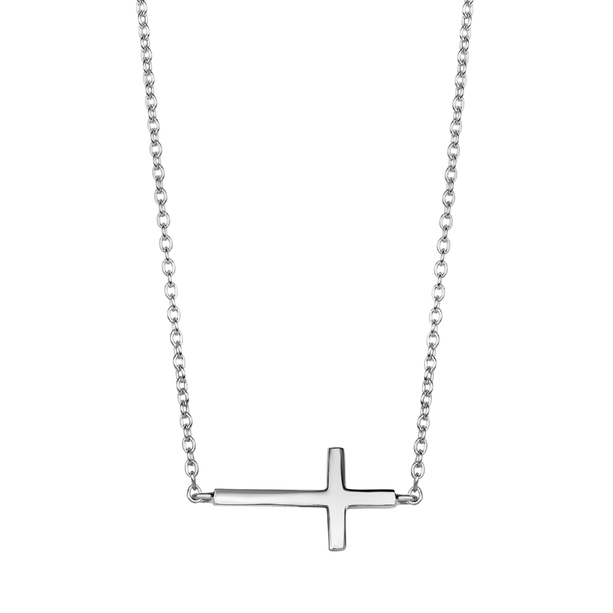 Ritastephens Sterling Silver Mini Sideways Cross Necklace - Walmart.com
