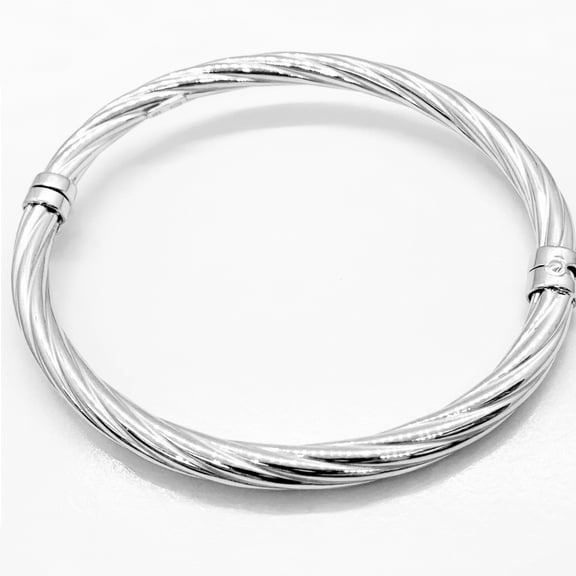 Ritastephens Sterling Silver Polished Twisted Bangle Bracelet 7.5 Inch