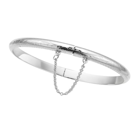 Ritastephens Sterling Silver Safety Chain Girls Children's Bangle Bracelet 6 inch