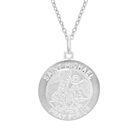 Ritastephens Sterling Silver Small St Michael Medal Round Pendant Necklaces 19 mm 20 inches