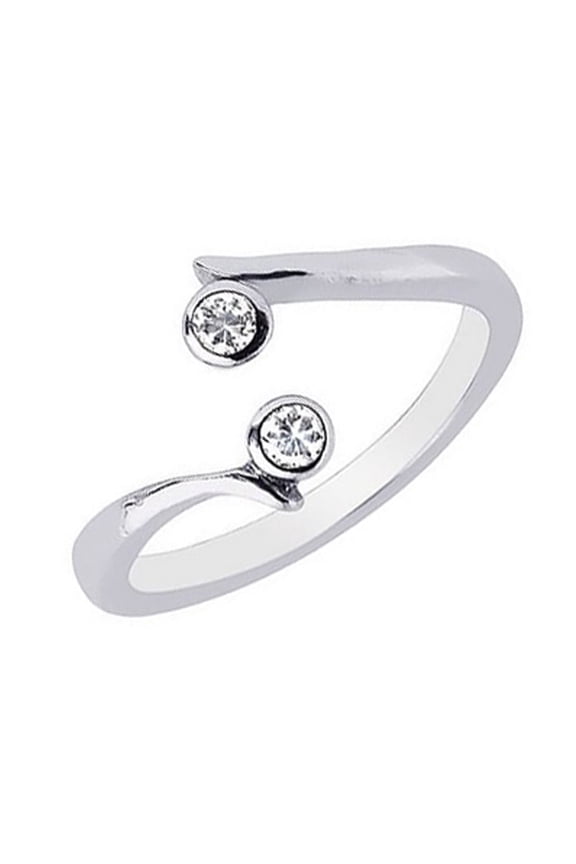 Sterling Silver Toe Ring Crossover Ring Clear Cubic Zirconia
