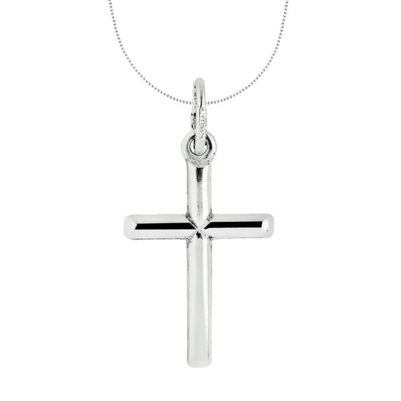 Ritastephens Sterling Silver Unisex Italian Religious Cross Charm 25mm Pendant Necklace 18 inches