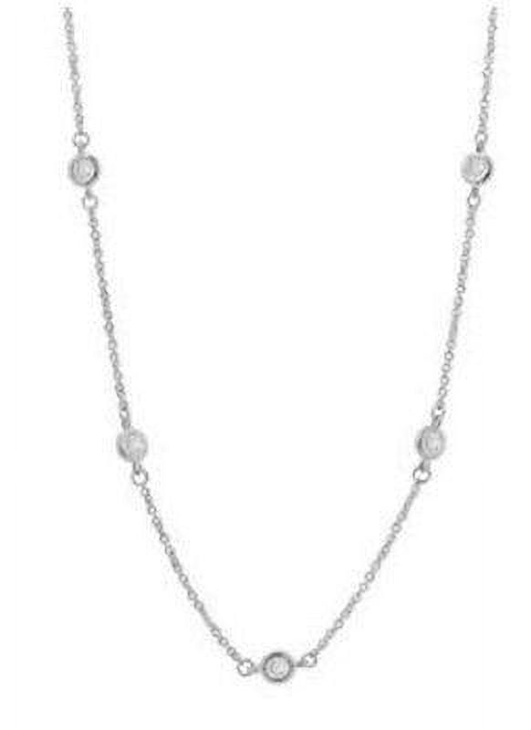 Ritastephens Sterling Silver or Gold-tone Cubic Zirconia CZ By the Yard Station Anklet or Chain Necklace