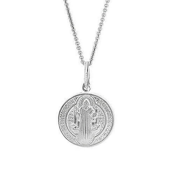 Ritastephens Sterling Silver or Gold tone San Benito Saint Benedict Medallion Medal Charm Necklace (11mm, 15mm)