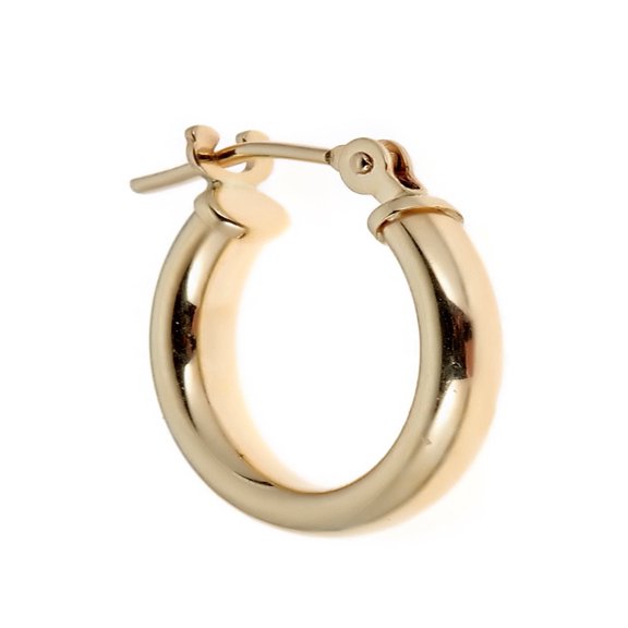 Ritastephens Tubular Shiny Round Hoops 14K Yellow Gold Earrings