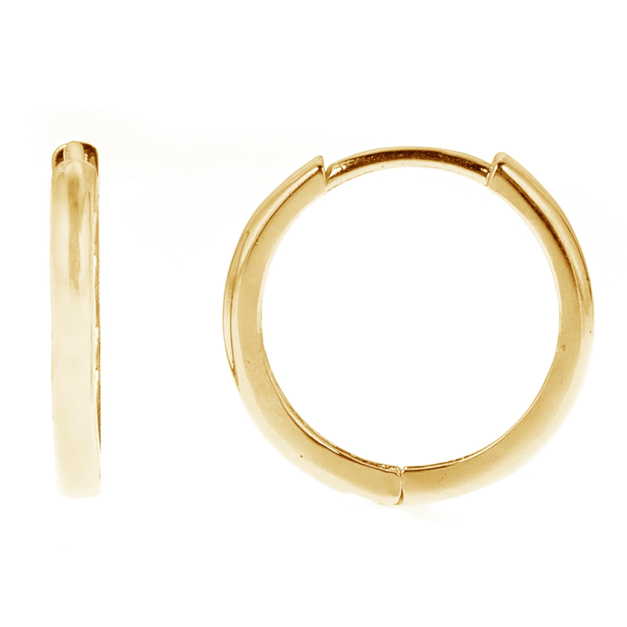 RITASTEPHENS Unisex 10k Yellow Gold Huggie Hoop Earring 13 mm