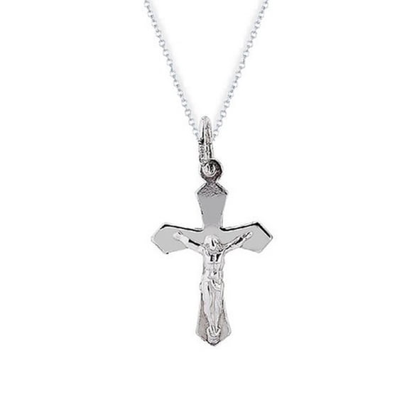 Ritastephens Unisex 925 Sterling Silver Baby Crucifix Cross Pendant Necklace (20 inches)