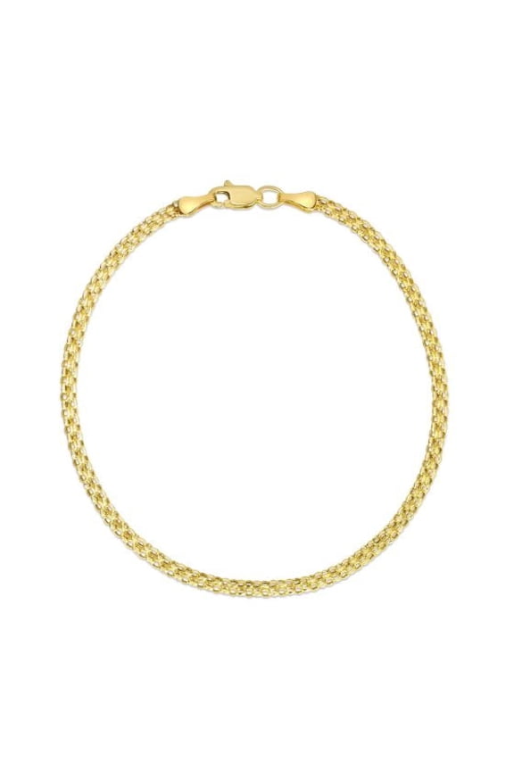 gold plated 925 sterling silver bismark chain bracelet 8 | italian-made 2.5mm flat Link | genuine nickel-free hypoallergenic silver jewelry with lobster clasp & gift box