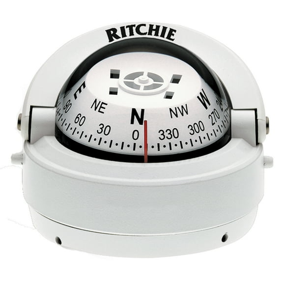 Ritchie S-53W Explorer Compass - Surface Mount - White | Bundle of 2