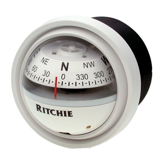 Ritchie V57W2 White Explorer Boat Compass with Green Light & Dash Mount