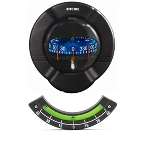 Ritchie Venture Bulkhead Mount Sail Boat Compass with Clinometer - Black