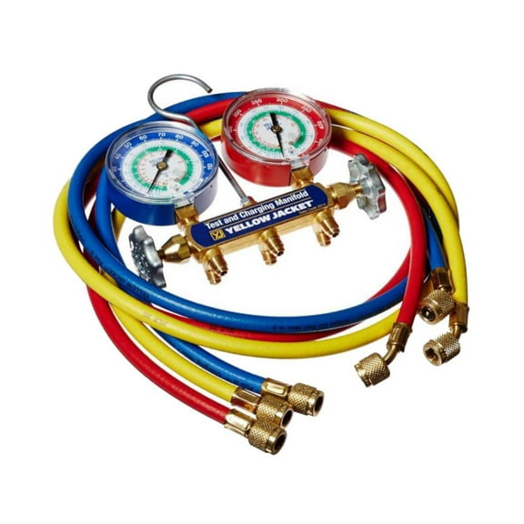 Ritchie Yellow Jacket 42007 2 Valve Manifold With 3-1/8" Gauges For R12, R22, R134A