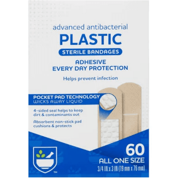 Rite AID Advanced Antibacterial Plastic Sterile Bandages - 60 count