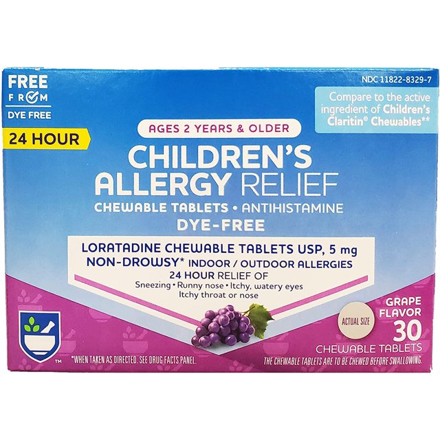 Rite Aid Children's NonDrowsy Allergy Relief Chewable Tablets, Grape