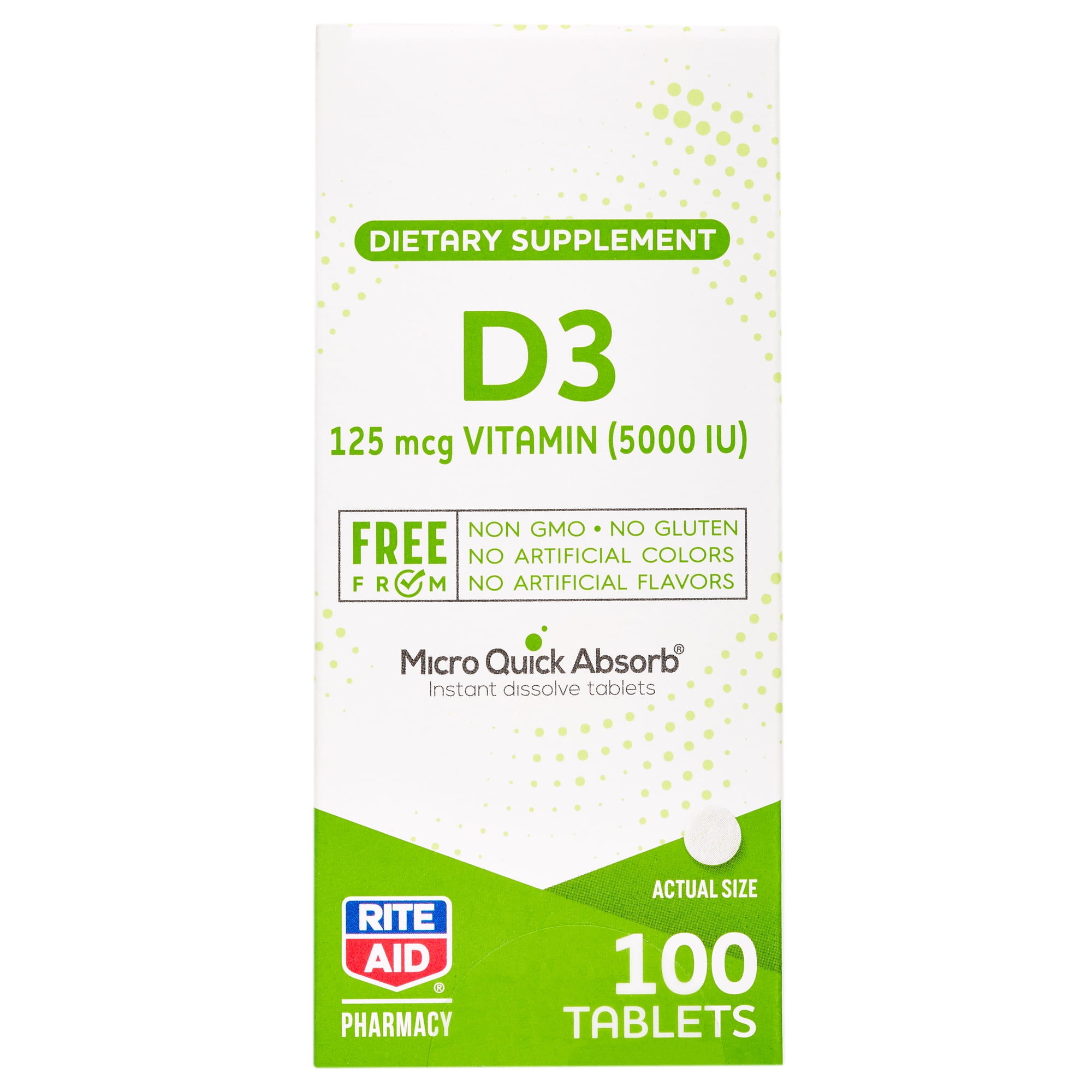 Rite Aid Free From Sublingual Vitamin D3, 125mcg 100 ct