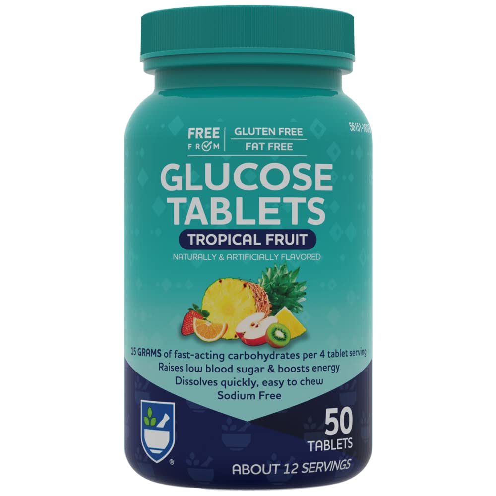 Rite Aid Glucose Tablets, Tropical Fruit Flavor 50 Count Low Blood