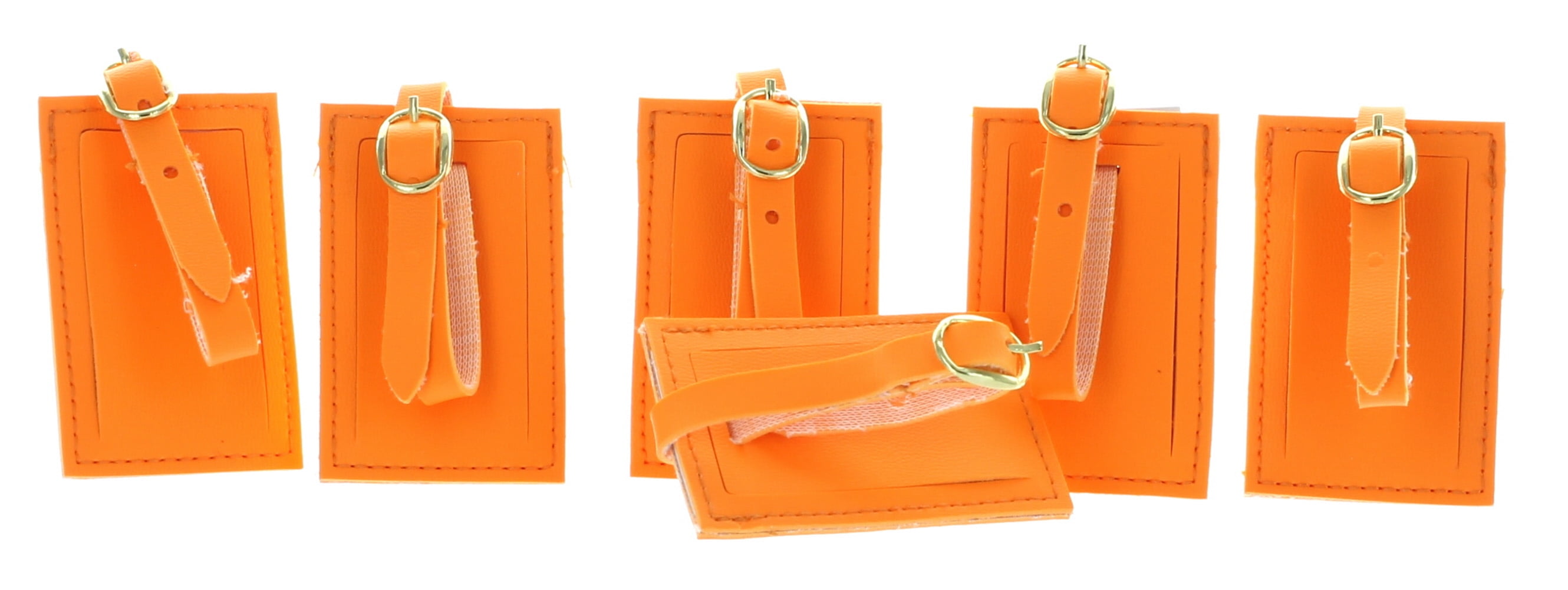 Rite Aid Lot of 6 Neon Orange Luggage Tags With Strap Travel ID