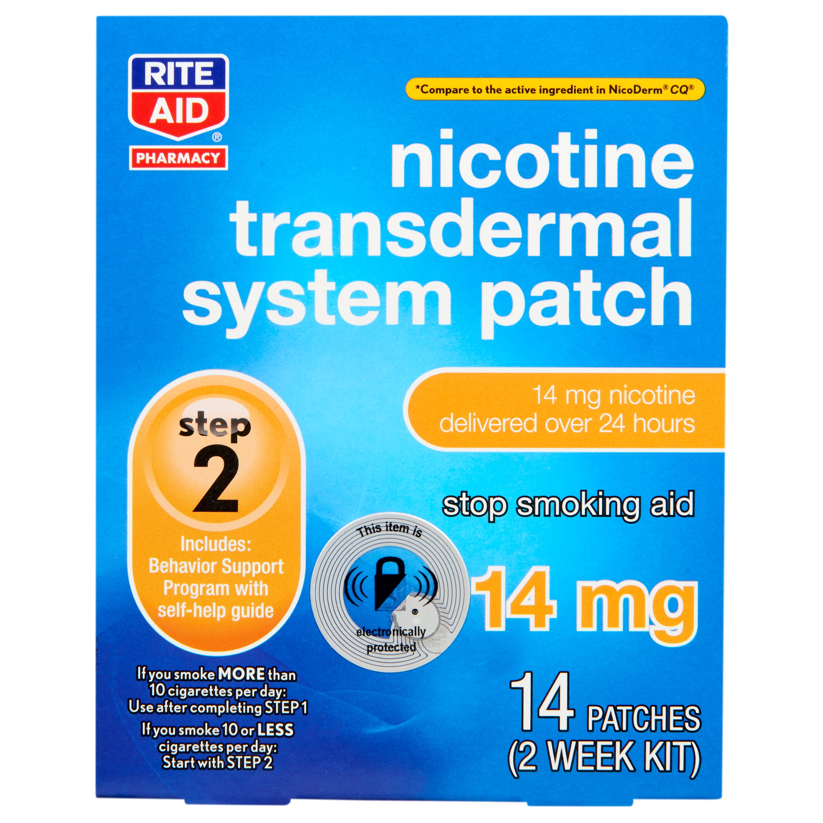 Rite Aid Nicotine Transdermal System Patch, Step 2, 14mg 14 ct