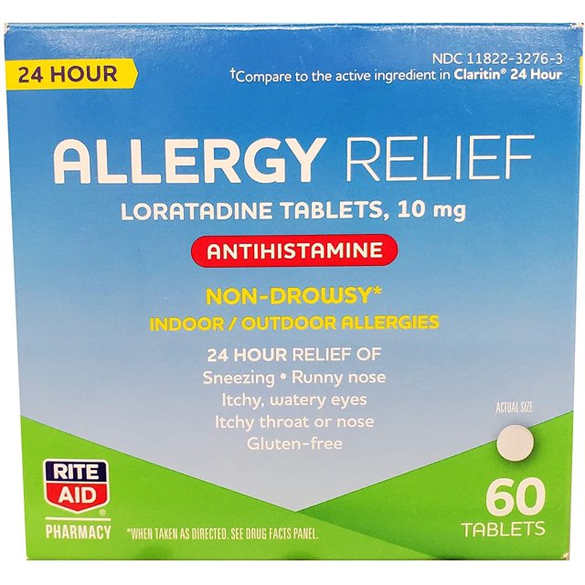 Rite Aid NonDrowsy, 24Hour Allergy Medicine with Loratadine, 10mg