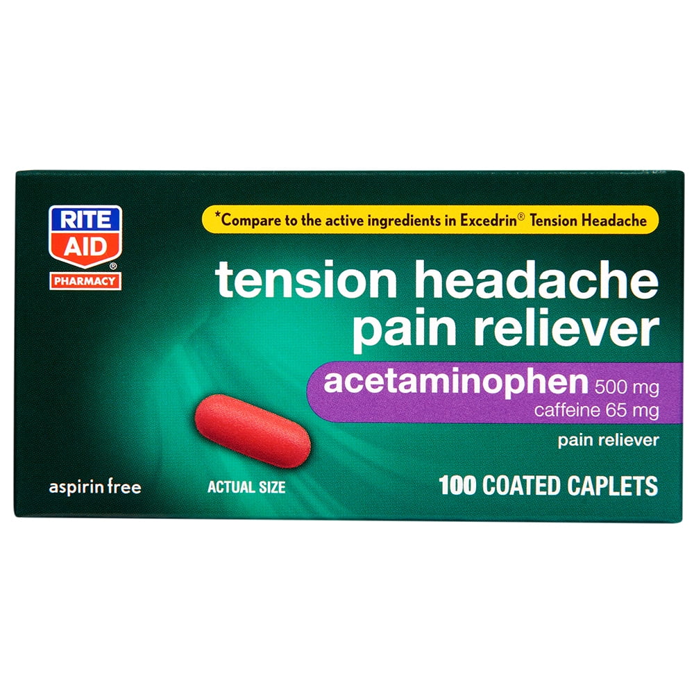 Rite Aid Tension Headache Pain Reliever, Acetaminophen, 500 mg, 100