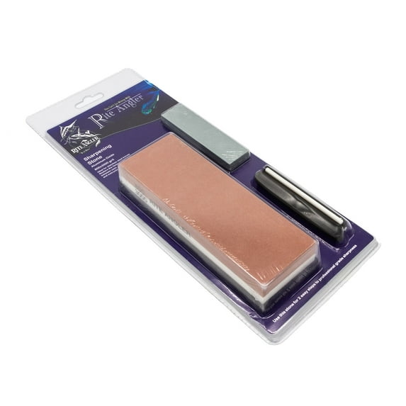 Rite Angler Sharpening Stone Double-Sided Aluminum Oxide Whetstone with Rubber Base