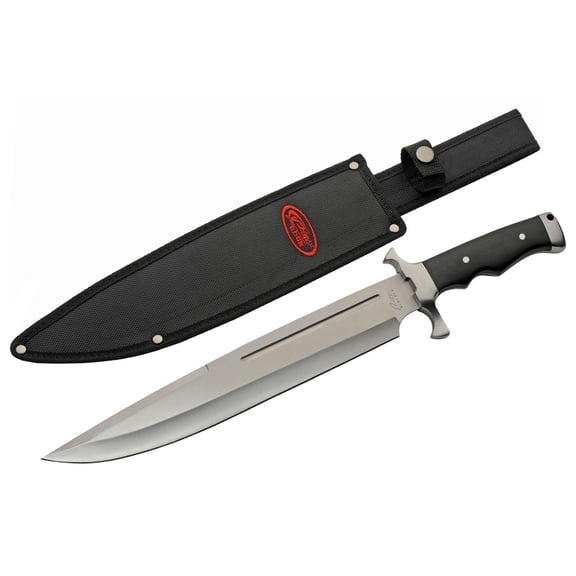 SZCO 16.75 Inch Toothpick Style Decorative Knife Silver Blade Black Wood Handle with Nylon Sheath
