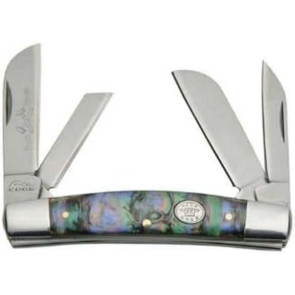 Rite Edge 3.5" Purple Pearl Congress Folding Knife  4 Stainless Steel Blades with Elegant Pearl Handle and Steel Bolsters