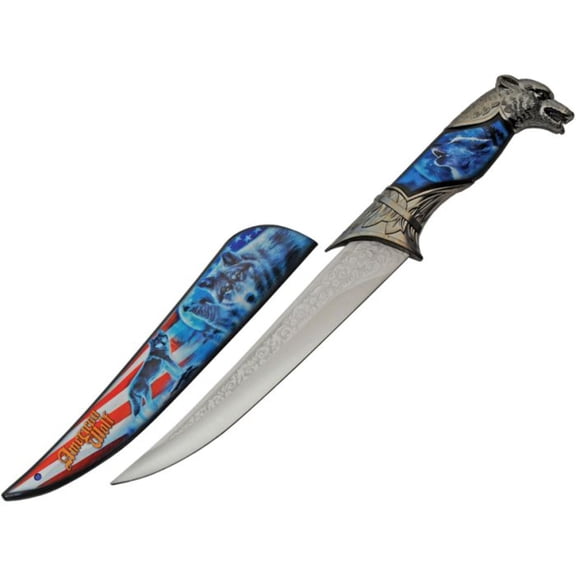 SZCO 13.5" American Wolf Utility Knife with Stainless Steel Blade, Plastic Handle, Plastic Sheath