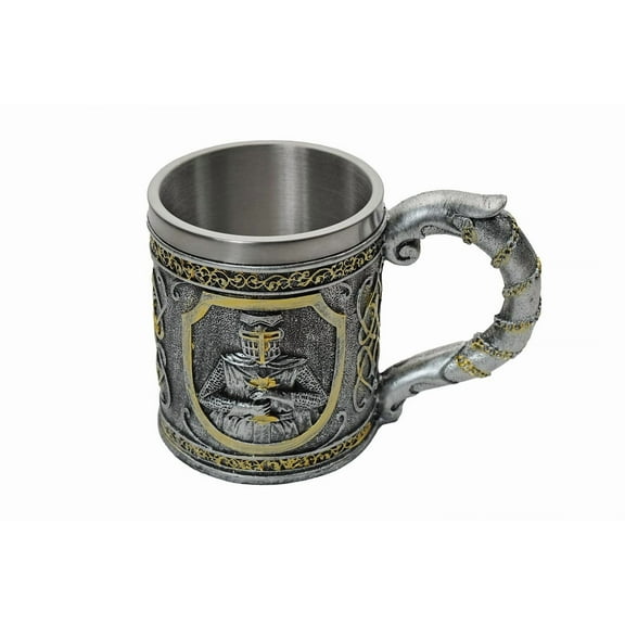 Rite Edge Knights Templar Mug 500-600ml - Resin & Stainless Steel - Unique Medieval Templar Design - Handcrafted Collector’s Mug - Ideal for History Buffs & Fantasy Fans