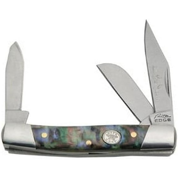 Rite Edge 2.75" Pearl Finish Stockman Folding Pocket Knife Purple