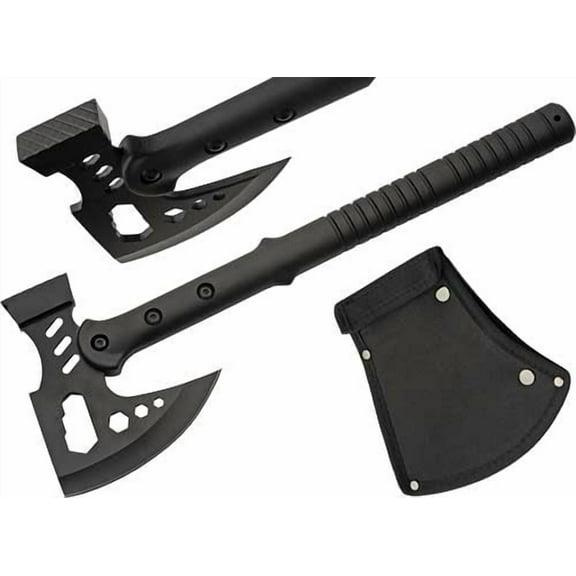 Szco Supplies 16.25” Black Multipurpose Outdoor Camping Hammer Hatchet Axe with Nylon Sheath