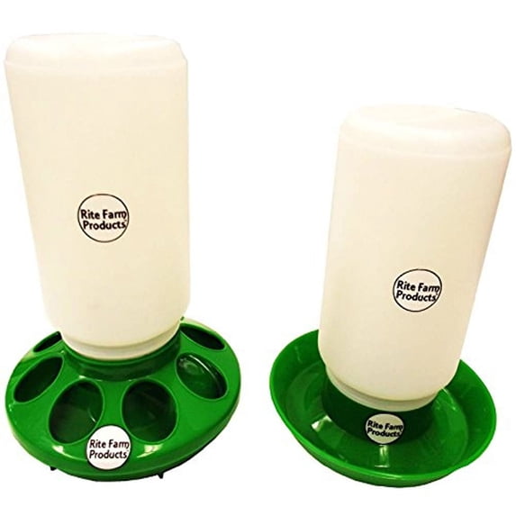 Rite Farm Products Green 1 Quart Poultry Chicken Chick Feeder & Drinker