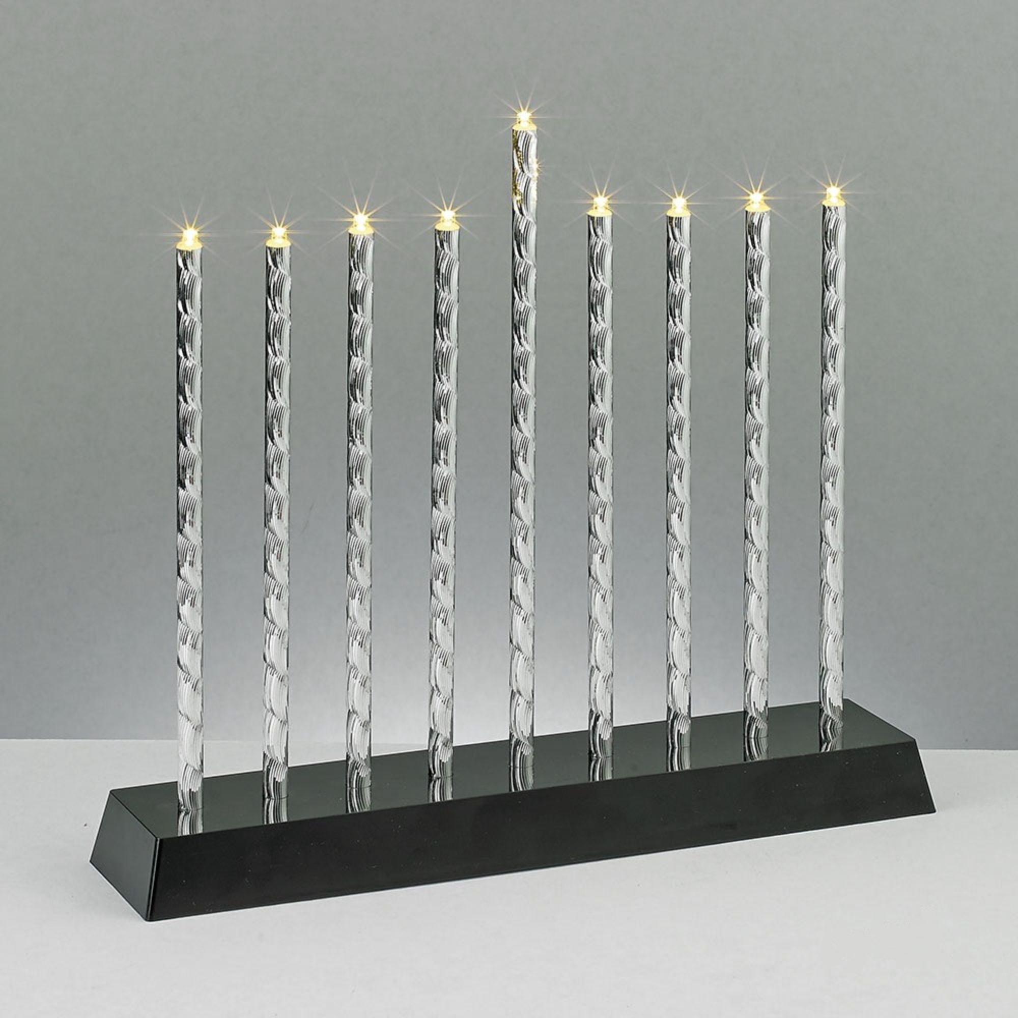 Rite Lite 10" Battery Operated Diamond Cut LED Hanukkah Menorah - Gray/Silver