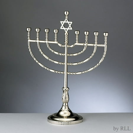 Rite Lite Traditional Hanukkah Menorah - 11.5" - Silvertone-Finish