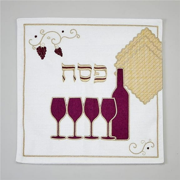 Rite Lite PPMC-10-S 13 in. Square Wine & Matzah Embroidered Poly Cover, Pack of 2