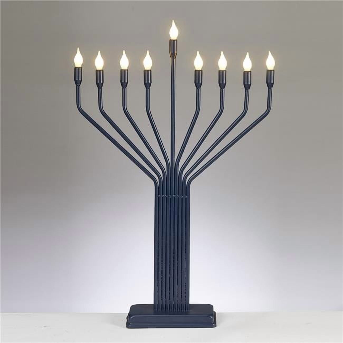 Rite Lite EMJ-16 24 in. Knesset Style Metal LED Menorah Large Display, Navy