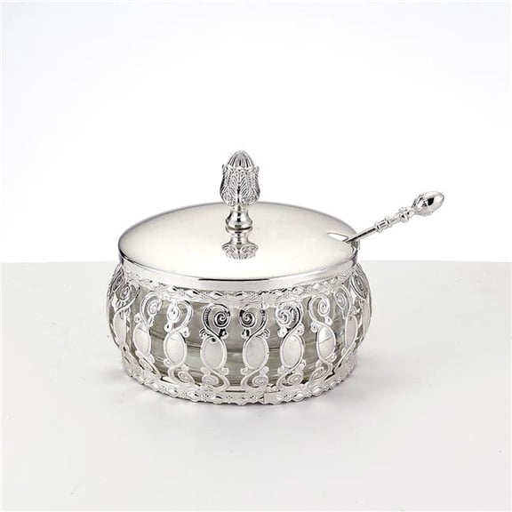 Rite Lite HDGL-3 4 in. Traditional Silvertone Honey Dish with Spoon - Color Box