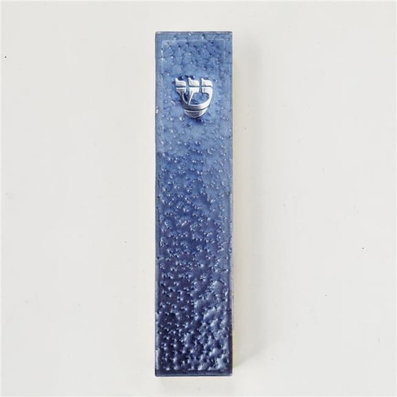 Rite Lite MZGLA-3 5.5 in. Art Glass Mezuzah Case, Blue Pebbled Silver Accents - Pack of 3