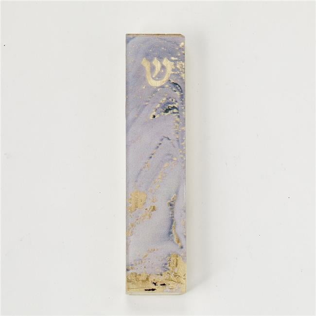 Rite Lite MZGLA-2 5.5 in. Art Glass Mezuzah Case, Lilac Marble Gold Accents - Pack of 3