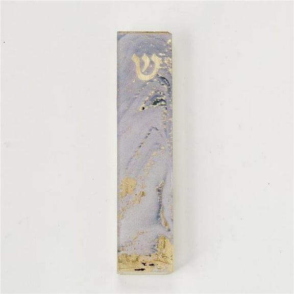 Rite Lite MZGLA-2 5.5 in. Art Glass Mezuzah Case, Lilac Marble Gold Accents - Pack of 3