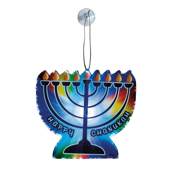 Rite Lite 5" Battery Operated Color Changing Fiber Optic "Happy Chanukah" Menorah Window Decor -