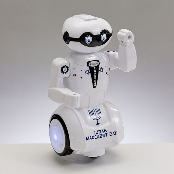 Rite Lite 8.5" White and Blue Battery Operated Hanukkah "Judah Maccabot" Dancing Robot