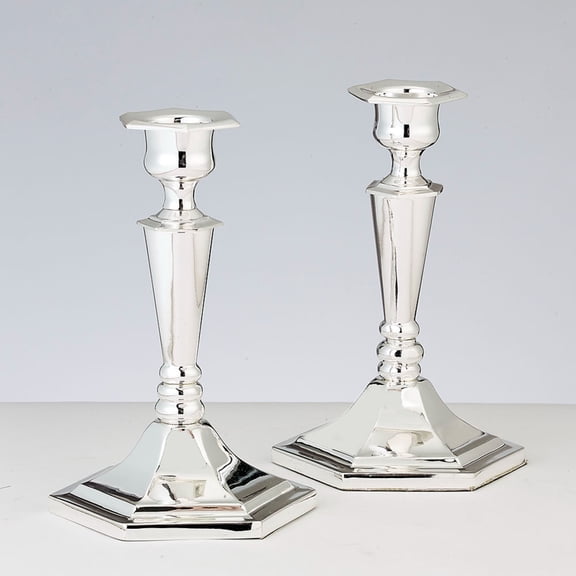 Rite Lite Set of 2 Silver Shabbat Tabletop Candlesticks 6"