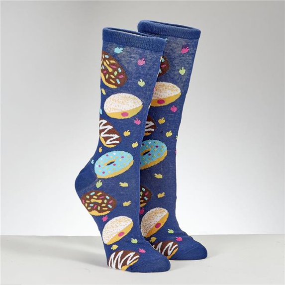 Rite Lite TYN-SOCK-A17 Chanukah Cotton Blend Adult Crew Socks, Doughnuts - Pack of 6