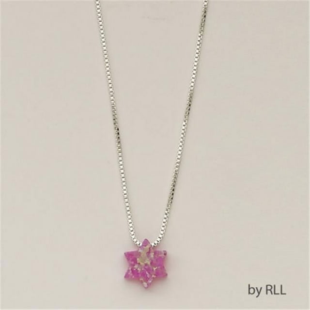 Rite Lite JPE-5019-P 16 ft. Pink Opal Star Of David Pendant, On Sterling Chain