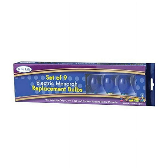 Rite -Lite Judaica Blue Electric Menorah Bulbs, Box 0f 9