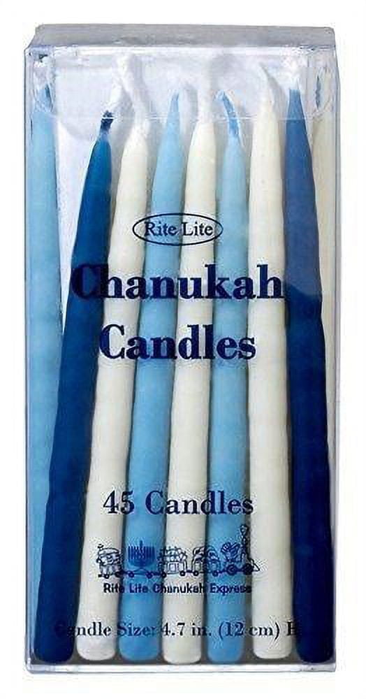 Rite -Lite Judaica Deluxe Blue & White 4.7-Inch Chanukah Candles, Box of 45