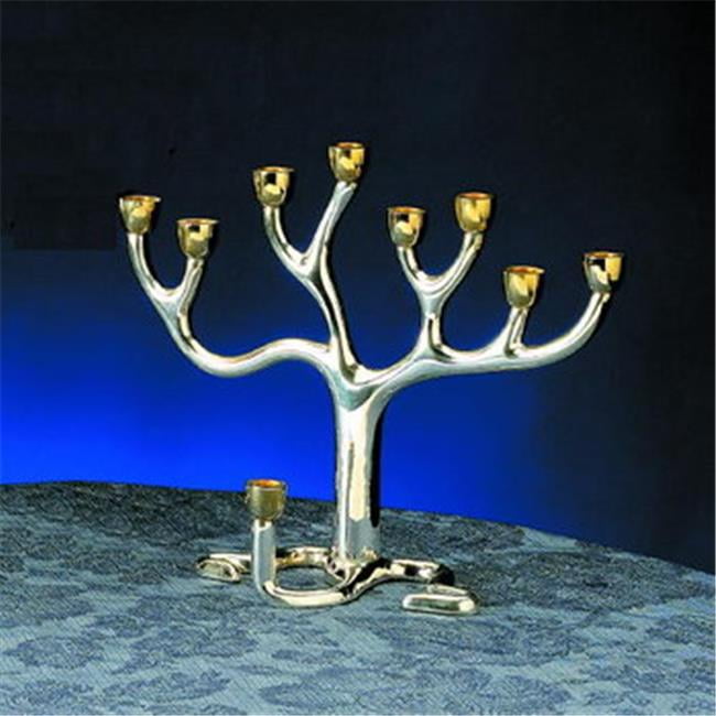 Rite Lite M-TREE-MED-T Medium Tree of Life Menorah - Silver Plated With Gold-Tone Cups
