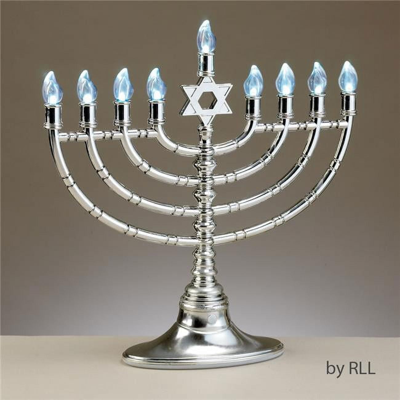 Rite Lite Silvertone Low Volt LED Menorah with Clear Bulbs - Pack of 3