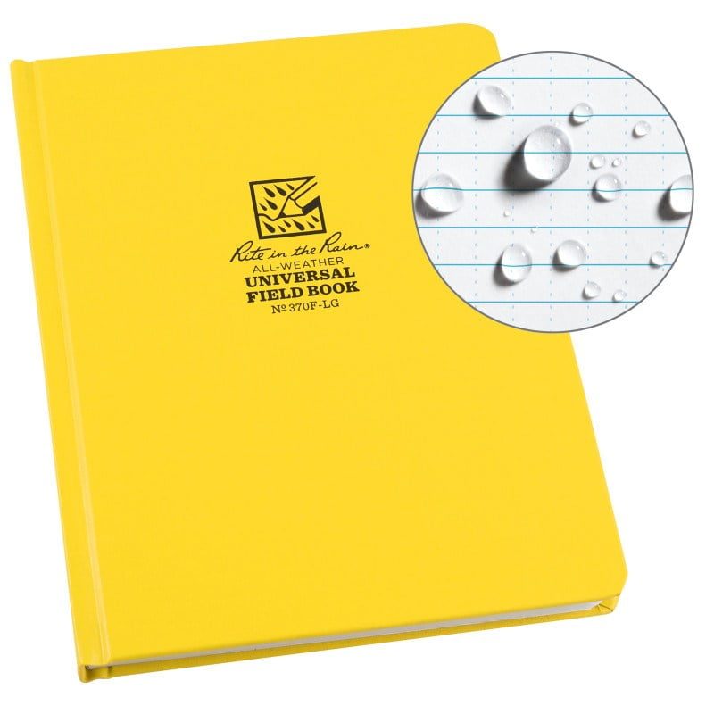 Rite in the Rain Book,80 Sheets,Fabrikoid Yellow Cover 370F-LG